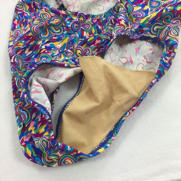 Vintage Mystic Bay Floral Print One Piece Swimsuit Size 9/10 Multicolor High Cut - Picture 9 of 9